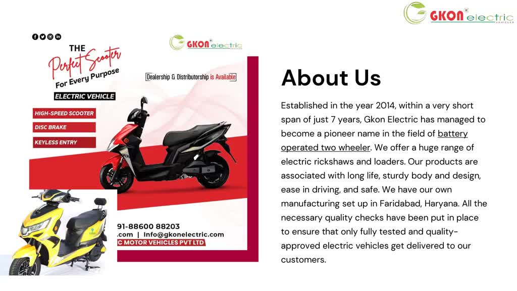Battery Operated Two Wheeler | Electric Vehicle at Low Price
