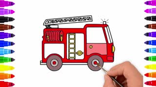 Drawing and Coloring for Kids - How to Draw Fire Truck