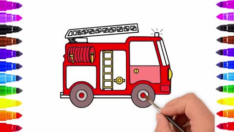 Drawing and Coloring for Kids - How to Draw Fire Truck