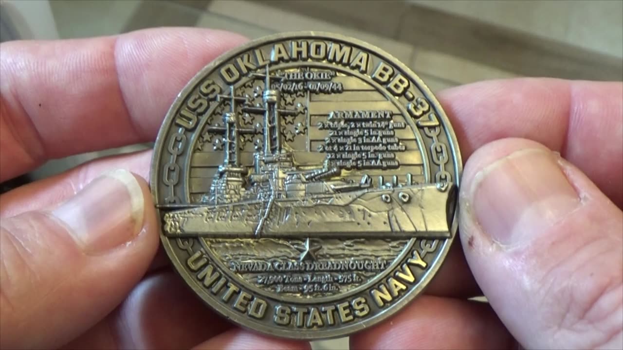 US Navy USS Oklahoma Battleships Of Pearl Harbor Collectible Coin