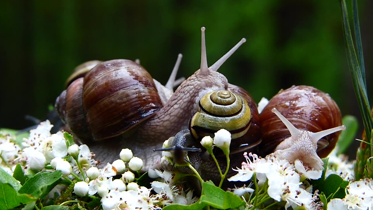 Snail Family Keeping Each Other Warm