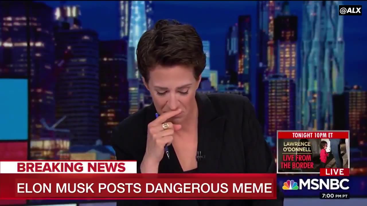 Elon Trolls MSNBC with a Meme - fake news host has a fake blinkered reaction(see description)