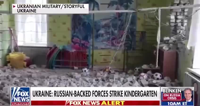 Reports trickling out that “Russian-backed forces” attacked a kindergarten in a Ukrainian village