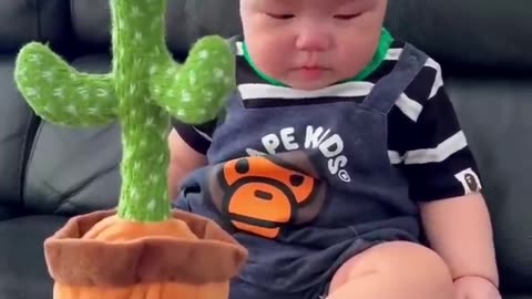 4 March 2023 _Cute Babies Playing with Dancing Cactus (Hilarious)Cute Baby Funny Videos