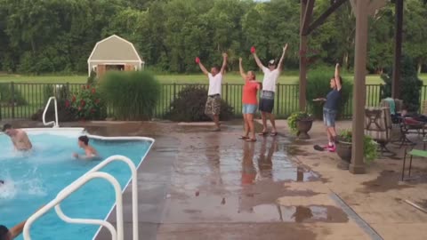 Amazing pool basketball trick shot