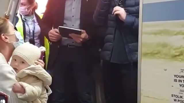 Ingrida Simonyte entered the plane and addressed the passengers.