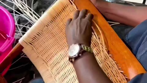 How lotus chair weaving is done.