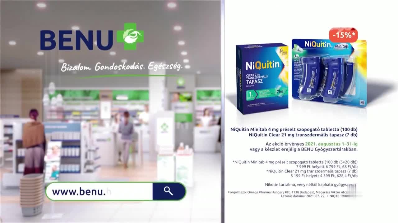 NiQuitin reklám (BENU akció 2021. augusztus)