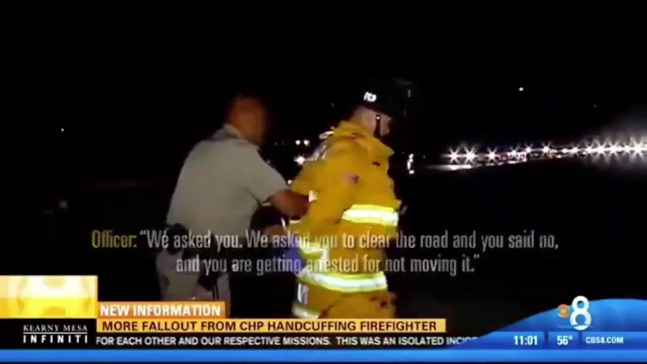 Cop arrests fire fighter for doing his job.