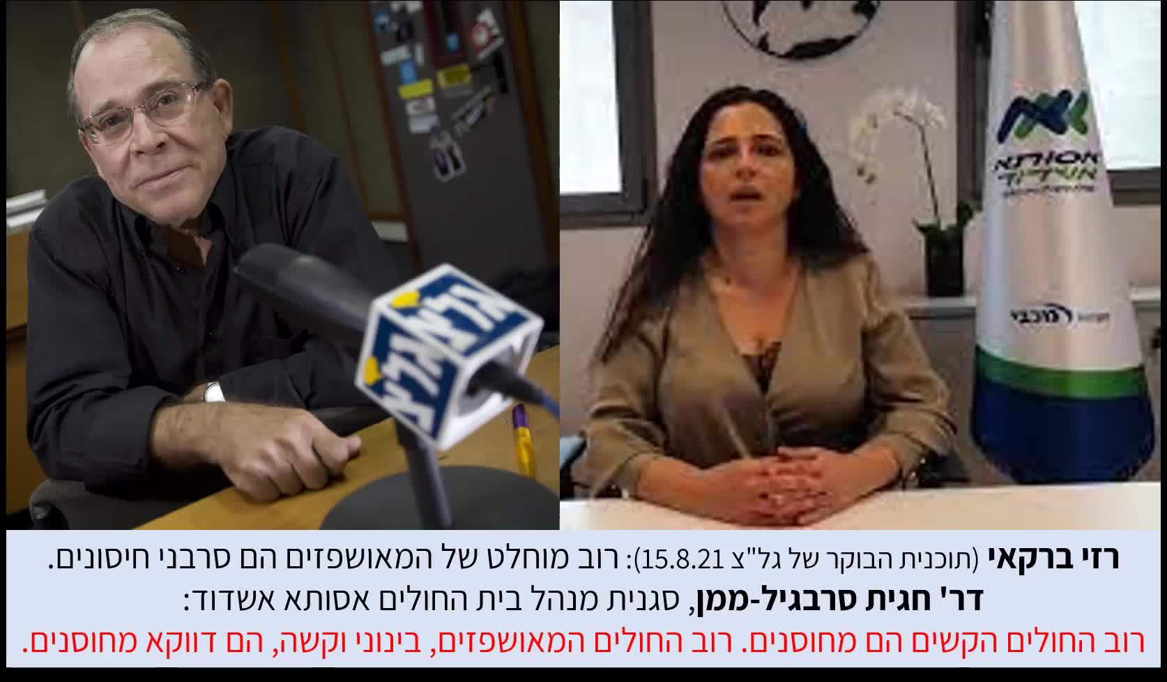 ד״ר חגית סרבגיל ממן בתוכנית של רזי ברקאי | יותר מחוסנים חולים קשה