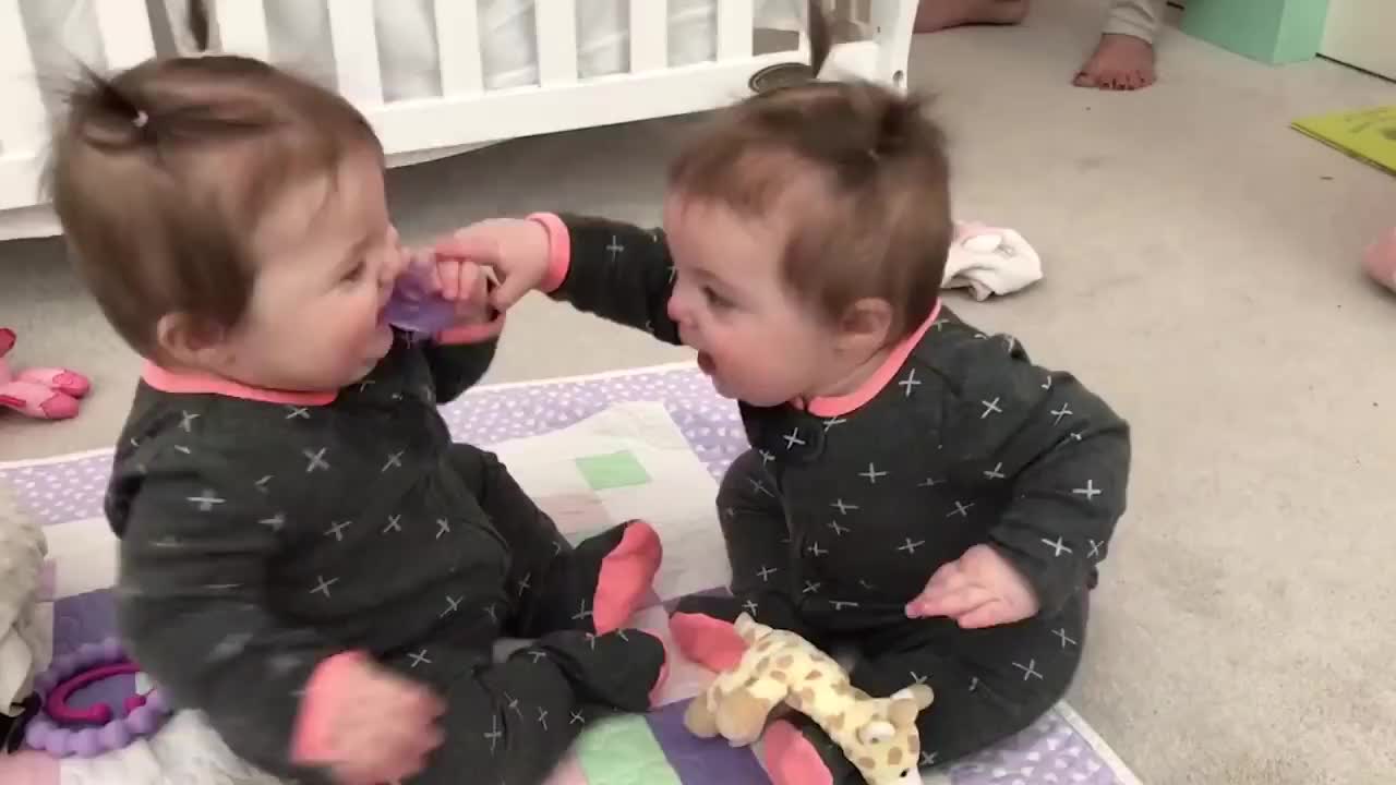 Funniest TWIN Baby Girls Share A Pacifier