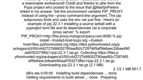 Python 37 Applying the proxy to all parts of pip installation failing to maintain the proxy variabl