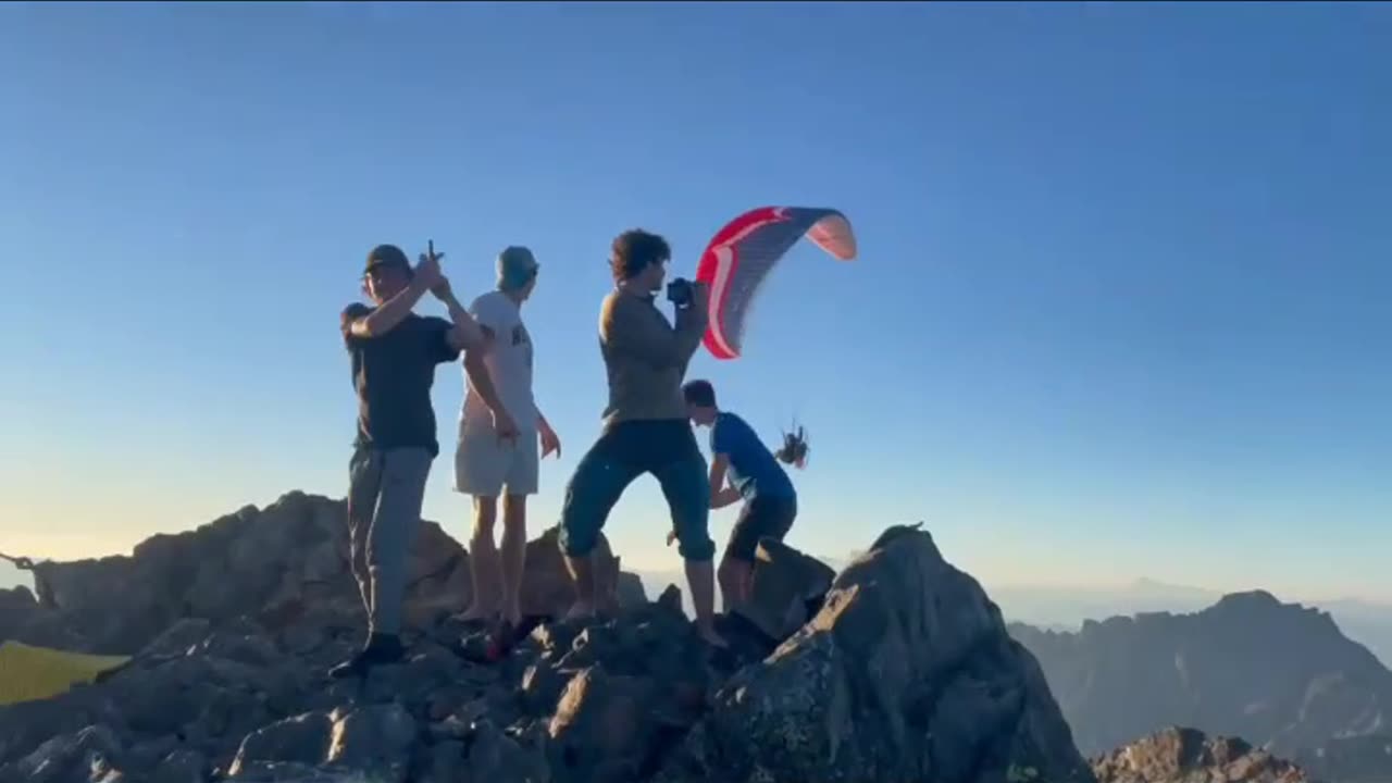 Epic Paramotor flight over mountain!