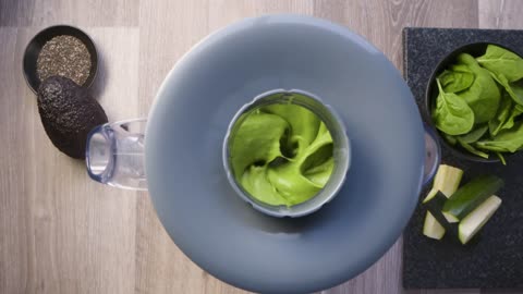 Overhead Green Smoothie in Blender