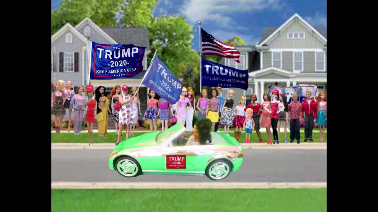 Barbie Dolls have a MAGA parade