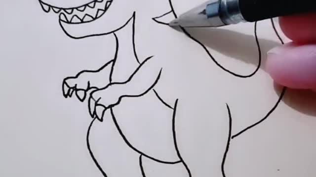 How to draw simple Dinosaurs in 1 minute #drawing​ #draw​ #painting