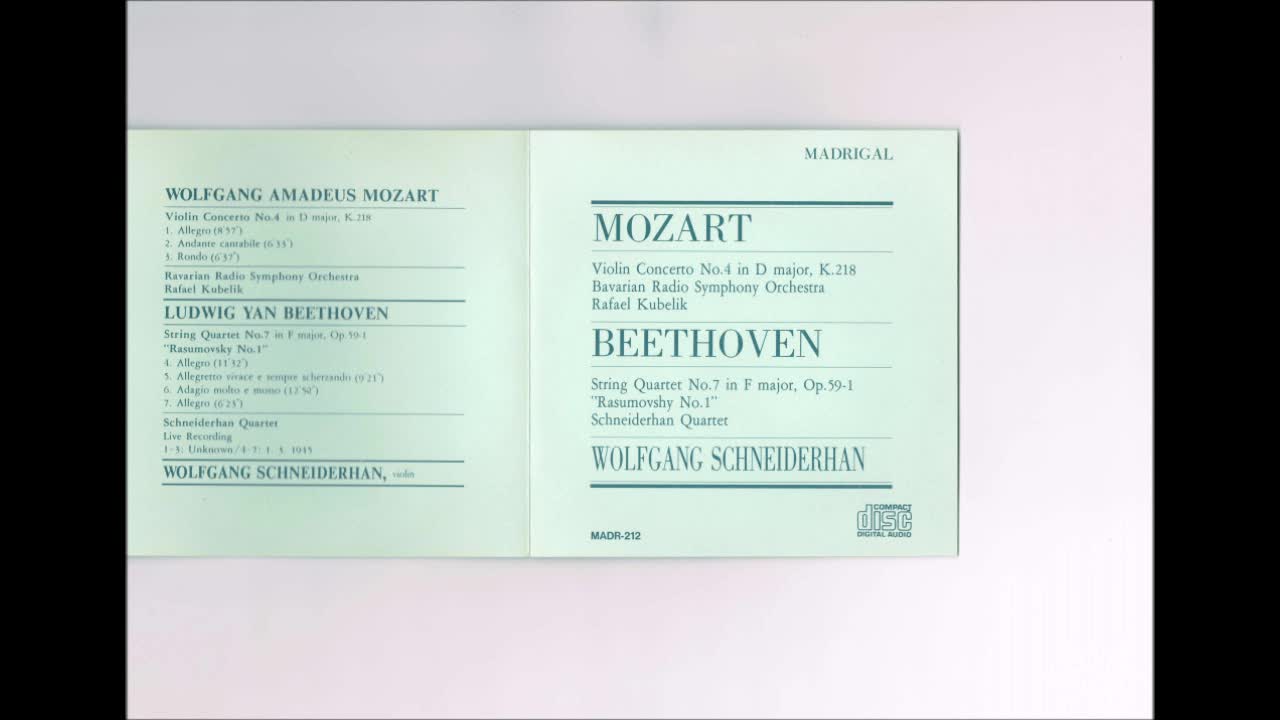 Mozart - Violin Concerto No.4 Schneiderhan Kubelik BRSO