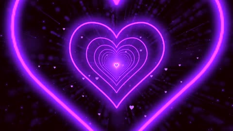 571. Heart Tunnel Background💜Purple Neon Heart Heart Heart