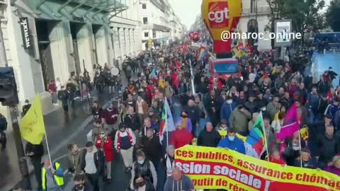 10,000+ March in France in a joint TradeUnionDay Protests for public sector wages and pension rights