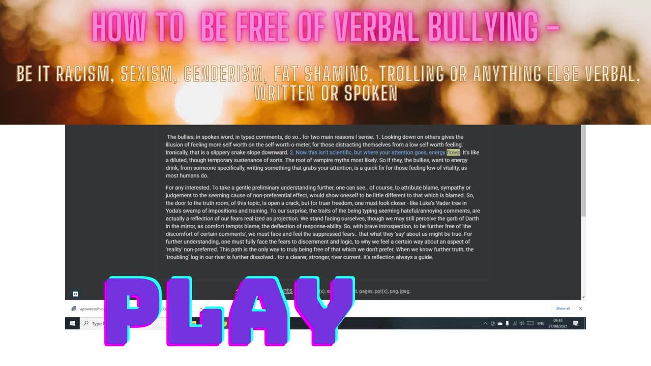 How To Be Free Of Verbal Bullying - Be it racism, sexism, or anything else verbal, written or spoken