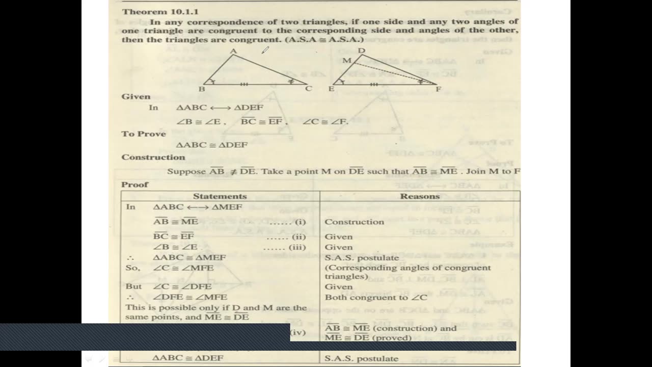 A.S.A = A.S.A.|Theorem 10.1.1 | class 9 fbise |