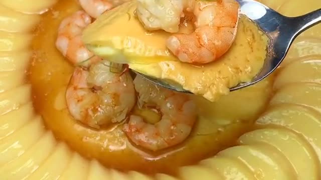 Steamed egg with shrimp and tofu
