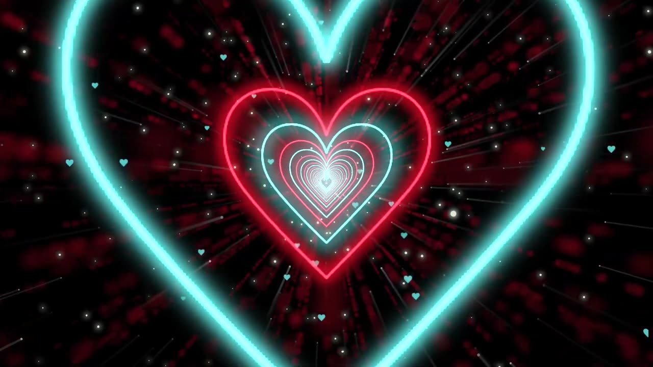 268. Background video Heart Tunnel❤️💙Heart Neon Heart B
