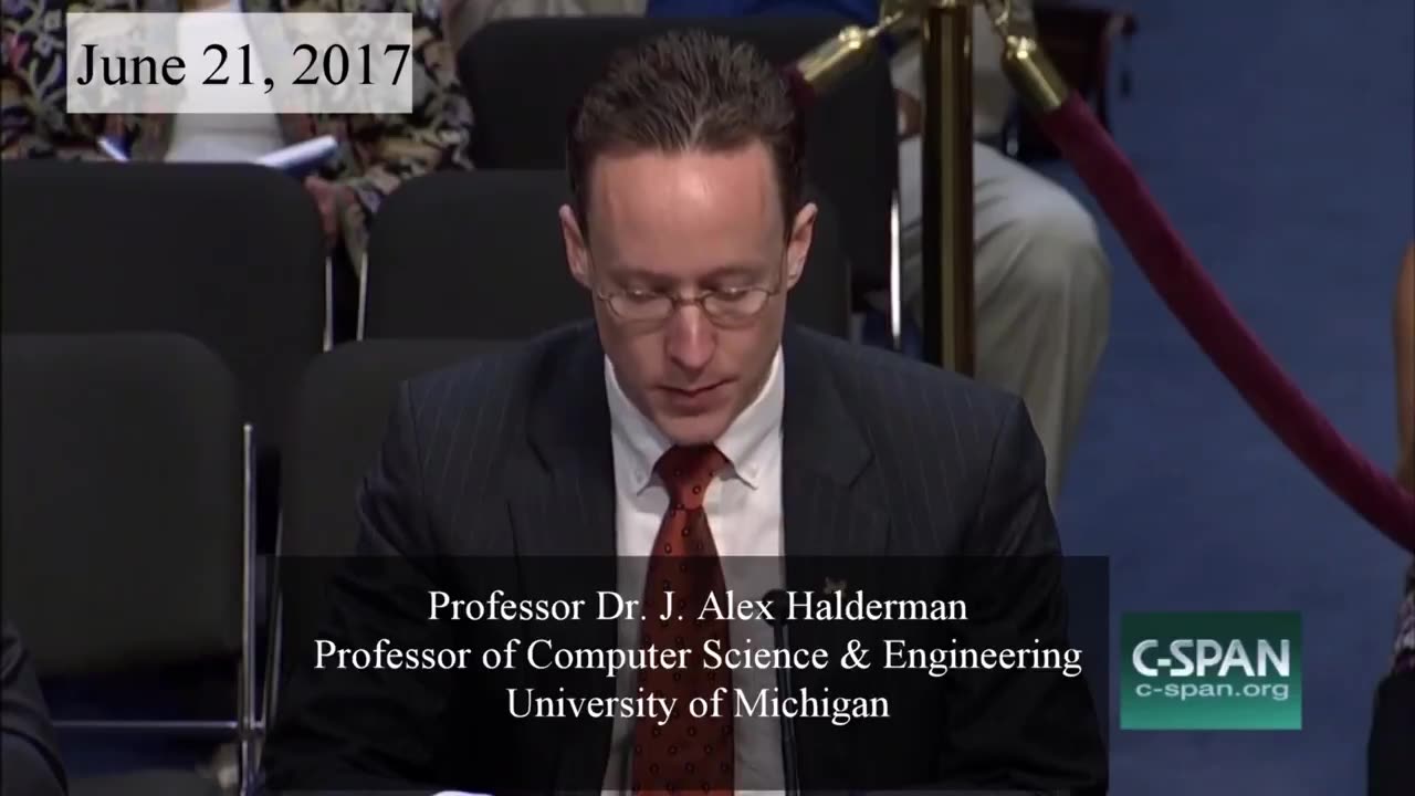 Here his is 2017 testifying to Congress about the vulnerabilities of the CURRENT voting machines.