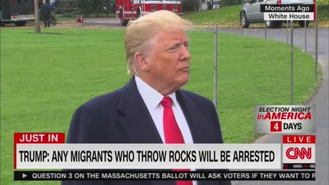 Trump clarifies remarks on rock-throwing migrants