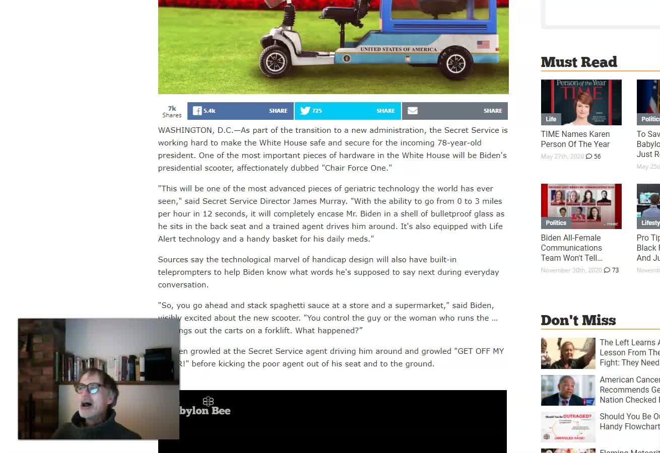 Biden's "Chair Force One" Babylon Bee
