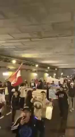 Police march with Protesters