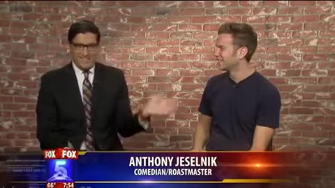 Anthony making fun of the host news station