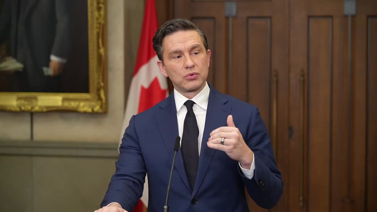 Pierre Poilievre Speaks to Reporters in Ottawa.