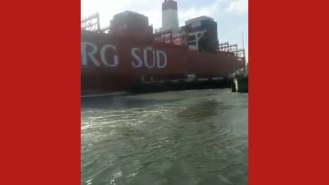 Uncontrolled ship destroys ferry video 2