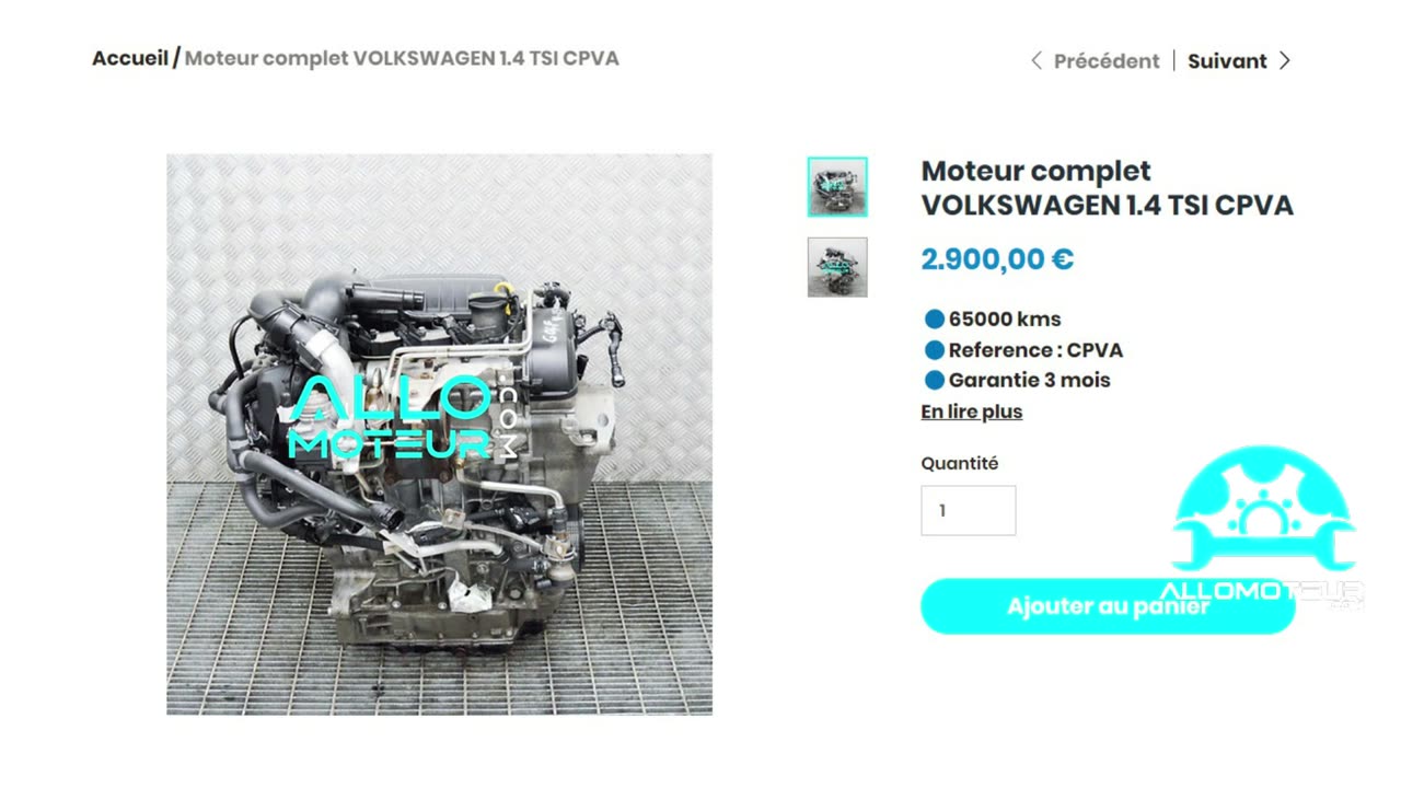 ALLOMOTEUR.COM - Moteur complet VOLKSWAGEN 1.4 TSI CPVA