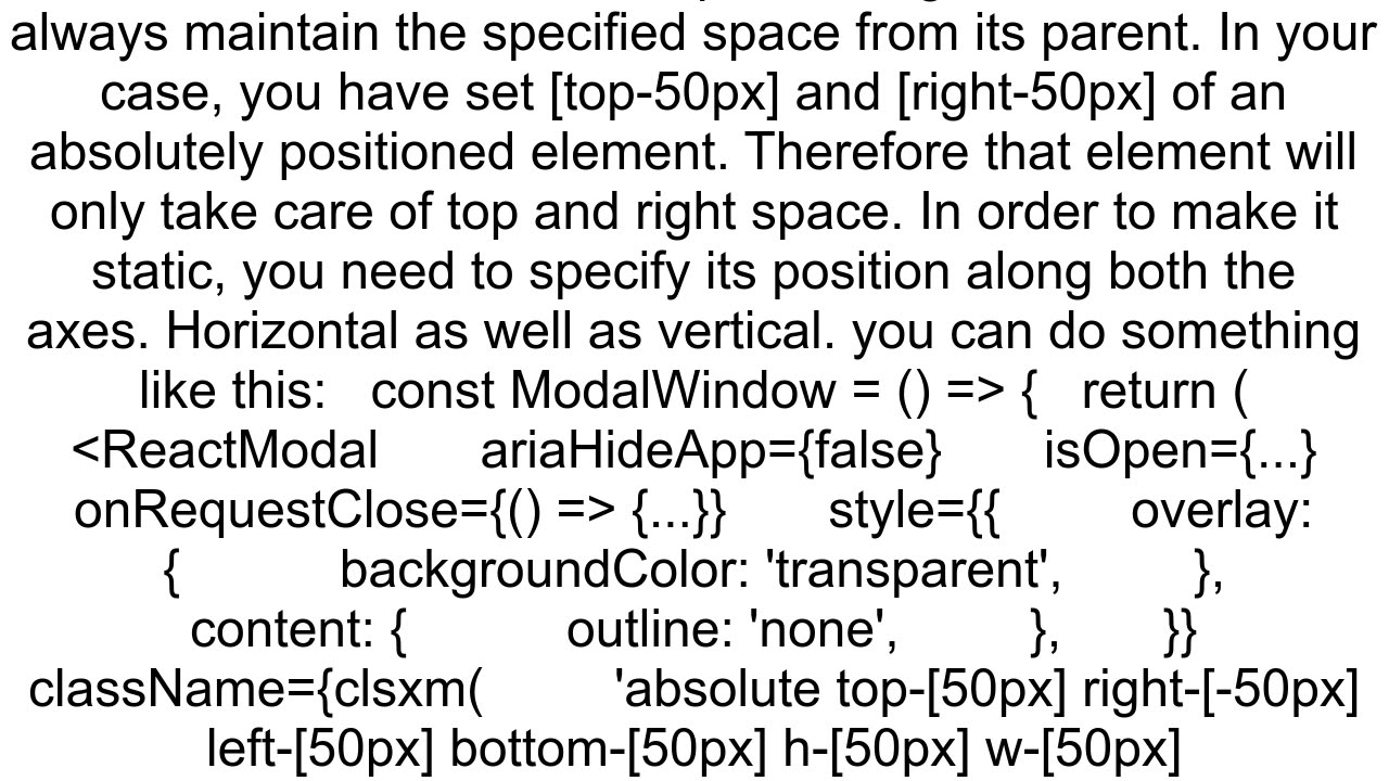 How to make the position of a modal window static when zooming or resizing the screen