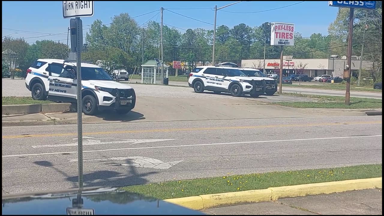 You can't park there! Police Officer in Newport News, VA got stuck on a curb Tuesday