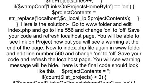 I can39t see clickable icons under quotYour Projectsquot in my Wamp localhost dashboard