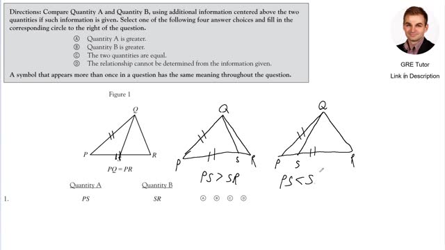 Which side of the triangle is greater? Practice GRE with a Cambridge PhD.