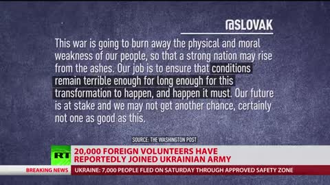 20,000 foreign volunteers have reportedly joined Ukrainian Army