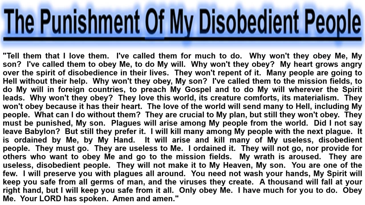 PROPHECY- The Punishment Of My Disobedient People