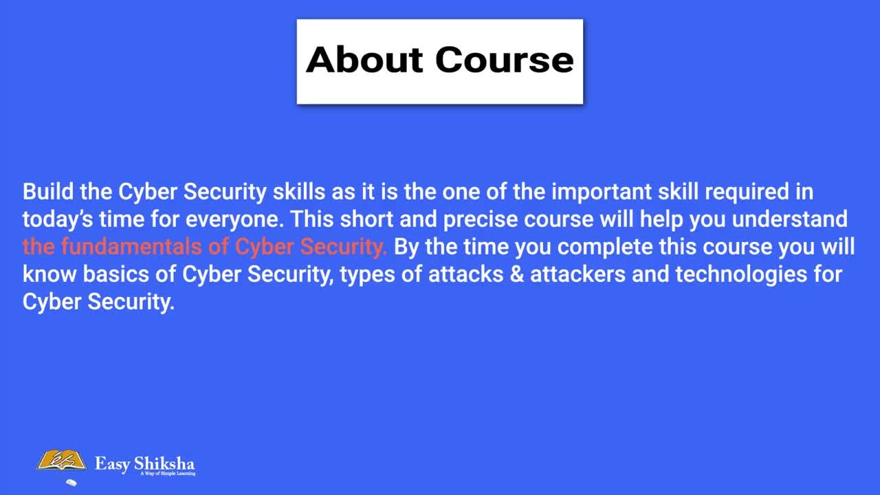 Introduction To Cyber Security Tutorial | Online Certification Course | Enroll @easyshiksha.com