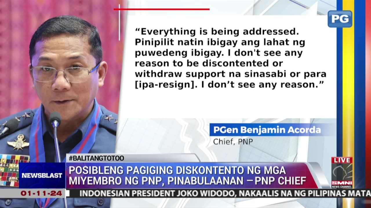 Posibleng pagiging diskontento ng mga miyembro ng PNP, pinabulaanan