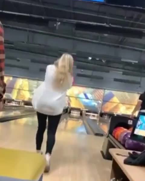 Falling while throwing a bowling ball