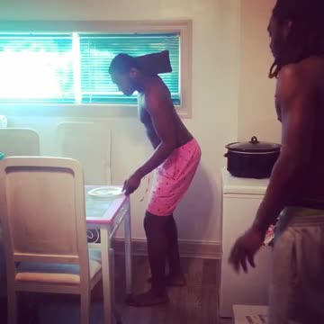 Teen Dancing To Music On Boombox Falls Through Glass Table