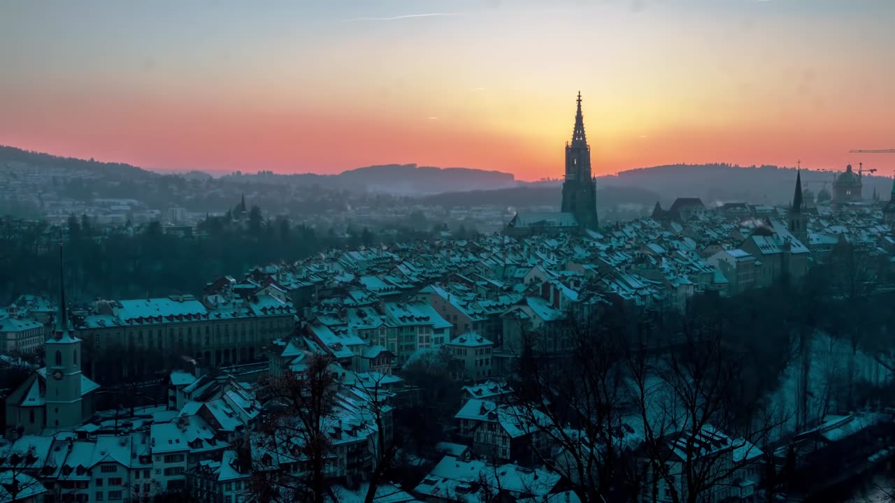 Time-Lapse: Sunset in city