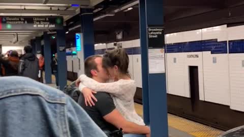 Couple shows pda and makes out at subway station