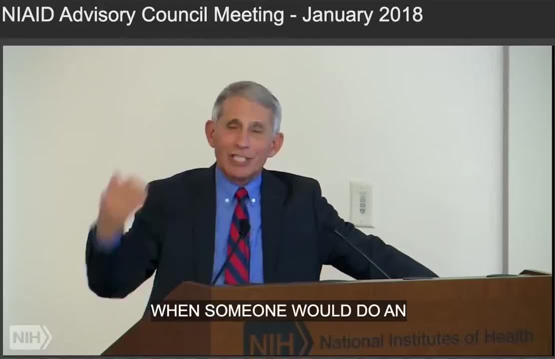 2018 Fauci announcing "NIH Lifts Funding Pause on Gain-Of-Function Research"
