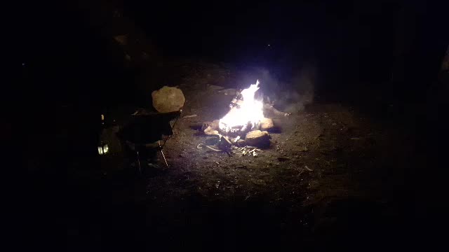 Sounds of a river. Night time campfire