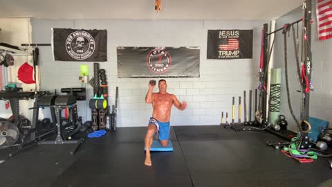 Heavy Club Plyometric Shoulder Press & Hip Stabilization